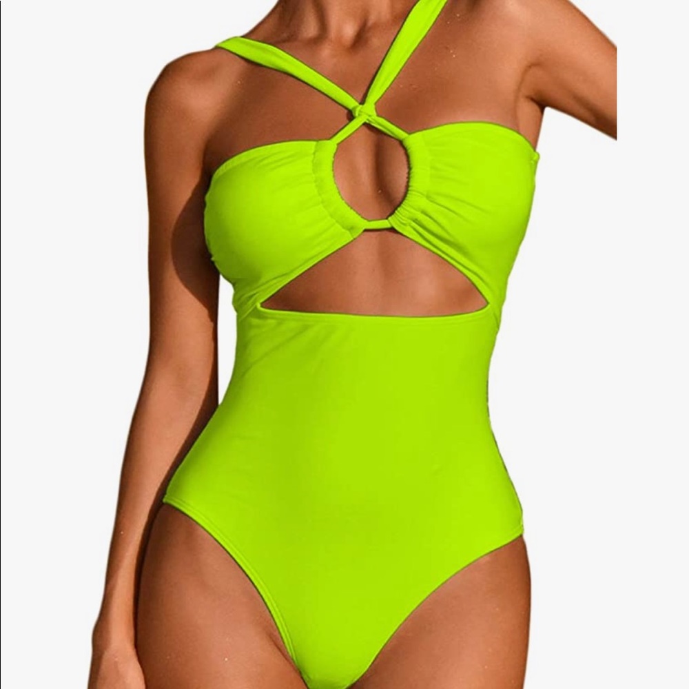 Lime Green One Piece Bathing Suit
